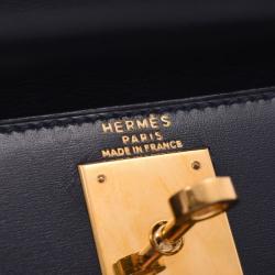 Pre Owned Hermes Black Calf Leather Gold Hardware Kelly Retourne 28 Bag