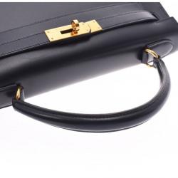 Pre Owned Hermes Black Calf Leather Gold Hardware Kelly Retourne 28 Bag