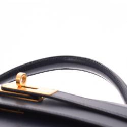 Pre Owned Hermes Black Calf Leather Gold Hardware Kelly Retourne 28 Bag