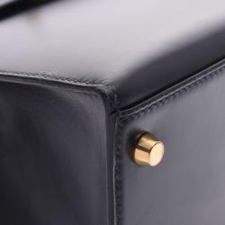Pre Owned Hermes Black Calf Leather Gold Hardware Kelly Retourne 28 Bag