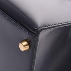 Pre Owned Hermes Black Calf Leather Gold Hardware Kelly Retourne 28 Bag