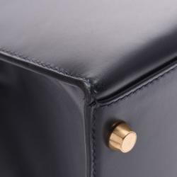 Pre Owned Hermes Black Calf Leather Gold Hardware Kelly Retourne 28 Bag