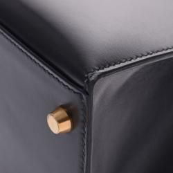 Pre Owned Hermes Black Calf Leather Gold Hardware Kelly Retourne 28 Bag