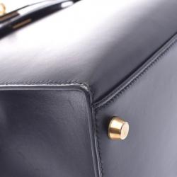 Hermes Black Calf Leather Gold Hardware Kelly 32 Bag
