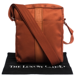 Hermes Orange Toile Canvas and Leather Acapulco Messenger Bag 