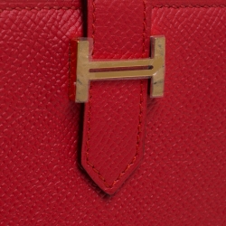 Pre Owned Hermes Vermillon Epsom Leather Bearn Card Holder