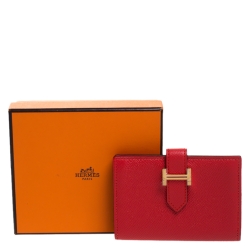 Pre Owned Hermes Vermillon Epsom Leather Bearn Card Holder