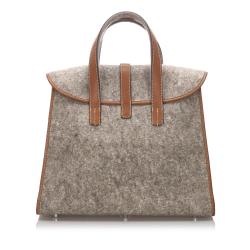 Pre Owned Hermes Gray/Brown Wool Feu2Dou Tote Bag
