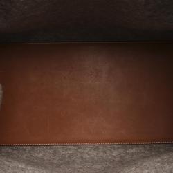 Pre Owned Hermes Gray/Brown Wool Feu2Dou Tote Bag