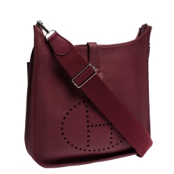 مملوكة مسبقًا Hermes Ruby Clemence Leather Evelyne III GM Bag