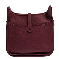 مملوكة مسبقًا Hermes Ruby Clemence Leather Evelyne III GM Bag