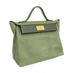 Pre Owned Hermes Oliver Green Togo and Swift Leather 24/24 35 Bag