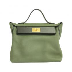 Pre Owned Hermes Oliver Green Togo and Swift Leather 24/24 35 Bag