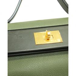 Pre Owned Hermes Oliver Green Togo and Swift Leather 24/24 35 Bag