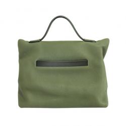 Pre Owned Hermes Oliver Green Togo and Swift Leather 24/24 35 Bag