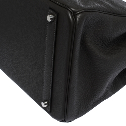 Hermes Graphite Clemence Leather Palladium Hardware Birkin 40 Bag