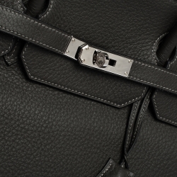 Hermes Graphite Clemence Leather Palladium Hardware Birkin 40 Bag