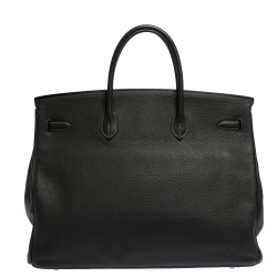 Hermes Graphite Clemence Leather Palladium Hardware Birkin 40 Bag