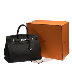 Hermes Graphite Clemence Leather Palladium Hardware Birkin 40 Bag