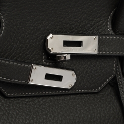 Hermes Graphite Clemence Leather Palladium Hardware Birkin 40 Bag