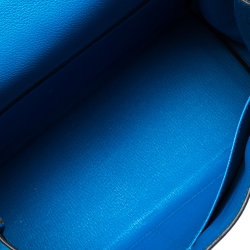 Pre Owned Hermes Blue Hydra Evercolor Leather Gold Hardware Kelly Retourne 28 Bag