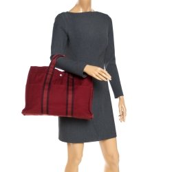 Pre Owned Hermes Red Canvas Fourre Tout Tote