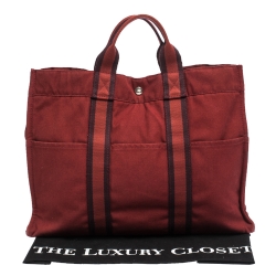 Pre Owned Hermes Red Canvas Fourre Tout Tote