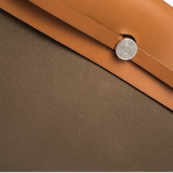Pre Owned Hermes Natural/Khaki Canvas and Leather Herbag Zip 39 Bag