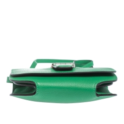 Pre Owned Hermes Green Bamboo Evercolor Leather Mini Convoyeur Shoulder Bag