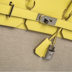 Hermes Soufre/Beige Canvas and Leather Palladium Hardware HAC Birkin 40 Bag