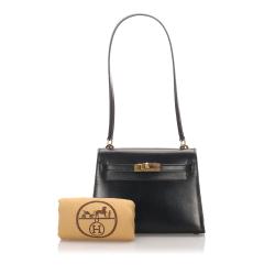 Hermes Black Calf Leather Gold Hardware Mini Box Kelly 20 Bag