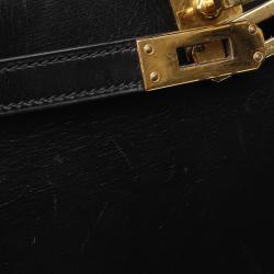 Hermes Black Calf Leather Gold Hardware Mini Box Kelly 20 Bag