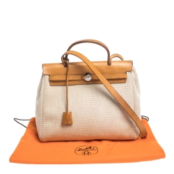Pre Owned Hermes Beige/Natural Canvas and Leather 2 in 1 Herbag 31