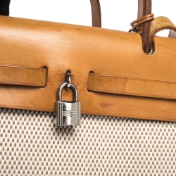 Pre Owned Hermes Beige/Natural Canvas and Leather 2 in 1 Herbag 31