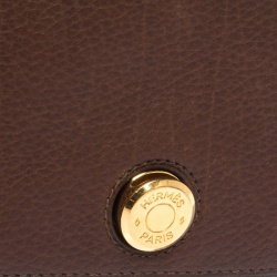 Pre Owned Hermes Brown Clemence Leather Dogon Wallet
