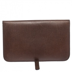 Pre Owned Hermes Brown Clemence Leather Dogon Wallet