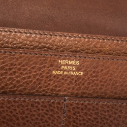 Pre Owned Hermes Brown Clemence Leather Dogon Wallet
