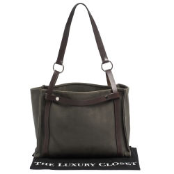 Pre Owned Hermes Green Canvas and Vache Hunter Leather Cabalicol Bag