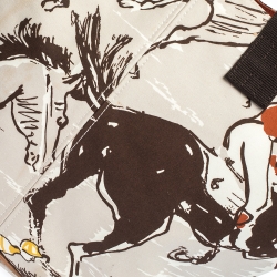 مملوكة مسبقًا Hermes Multicolor Printed Canvas and Leather Finish Beach Bag