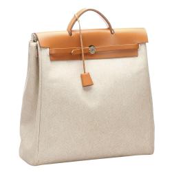 Pre Owned Hermes Beige Toile Canvas Herbag Shoulder Bag