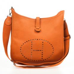 Hermes Feu Orange Togo Leather Evelyne III GM Bag Hermes