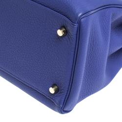 Pre Owned Hermes Blue Encre Evercolor Leather Gold Hardware Kelly Retourne 35 Bag