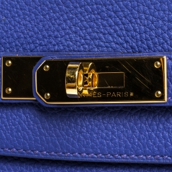 Pre Owned Hermes Blue Encre Evercolor Leather Gold Hardware Kelly Retourne 35 Bag