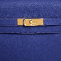 Pre Owned Hermes Blue Encre Evercolor Leather Gold Hardware Kelly Retourne 35 Bag