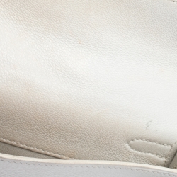 Pre Owned Hermes White Swift Leather Palladium Hardware Kelly Cut Clutch