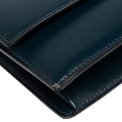 Pre Owned Hermes Blue De Galice Box Calf Leather Palladium Hardware Verrou Clutch