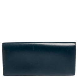 Pre Owned Hermes Blue De Galice Box Calf Leather Palladium Hardware Verrou Clutch