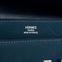 Pre Owned Hermes Blue De Galice Box Calf Leather Palladium Hardware Verrou Clutch