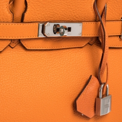 Hermes Orange Togo Leather Palladium Hardware Birkin 30 Bag