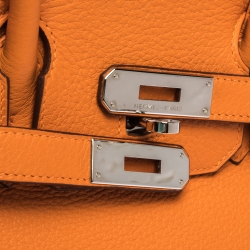 Hermes Orange Togo Leather Palladium Hardware Birkin 30 Bag